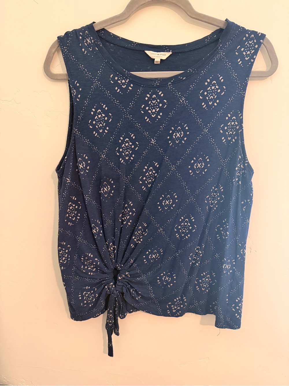 Lucky Brand Navy Blue Sleeveless Tie-Front Tank